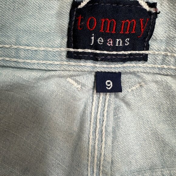 VTG Y2K Tommy Hilfiger Jeans Womens 9 x 31" Carpenter Cargo Boot Flare Flag Loop - Picture 8 of 15